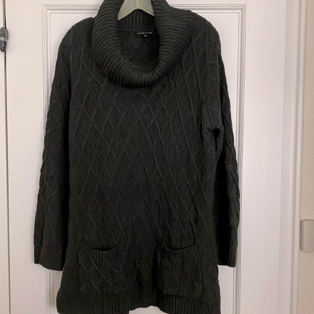 JEANNE PIERRE dark gray cowl neck tunic sweater pullover Size XL